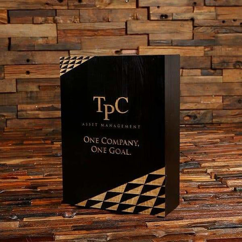 Image of Custom Crystal Glass Executive Award & Wood Presentation Box - Awards