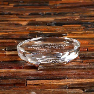 Custom Crystal Glass Round Gem Cut Paperweight Award & Box - Awards