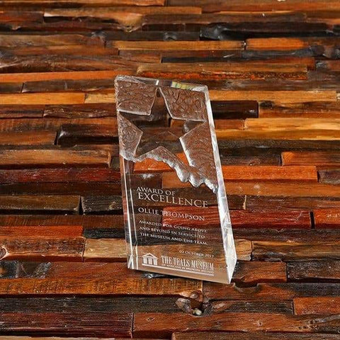 Image of Custom Crystal Star Tower Corporate Award & Presentation Box - Awards
