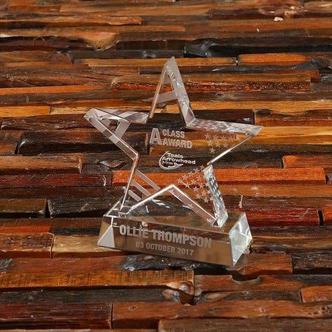 Image of Custom Stars & Stripes Crystal Corporate Award with Box - Awards