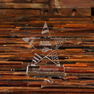 Custom Stars & Stripes Crystal Corporate Award with Box - Awards