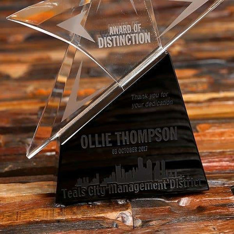 Image of Customized Black & Clear Crystal Plaque with Award Box - Awards