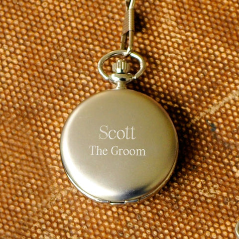 Image of Engraved Pocket Watch - Personalized - Groomsmen Gifts - Brushed - Executive Gifts