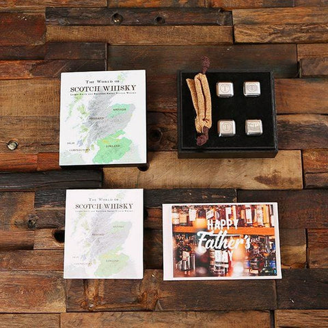 Image of Fathers Day Personalized Whiskey Ice Cubes with Scottish Whisky Region Map & Whisky Factoid Wall Hang and Gift Card - Assorted Fathers Day