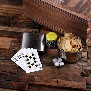 Flasks with Personalized Poker Chips Cards Dice Gambling Gift Sets _Hunter_Medium - Flasks - Poker Sets