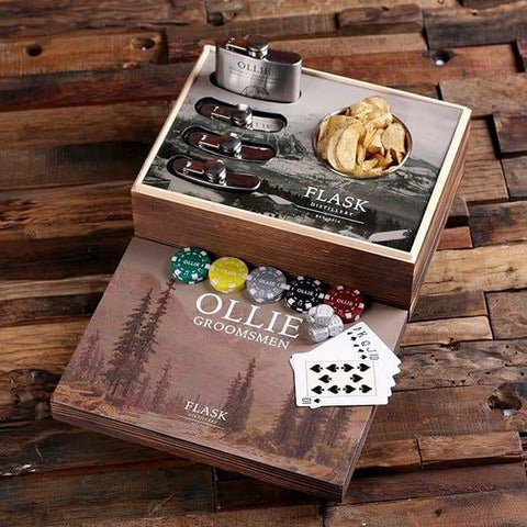 Image of Flasks with Personalized Poker Chips Cards Dice Gambling Gift Sets _Hunter_Medium - Flasks - Poker Sets