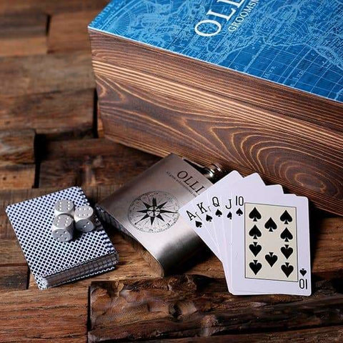 Image of Flasks with Poker Cards Dice Gambling Gift Sets_Explorer_Small - Flasks - Poker Sets