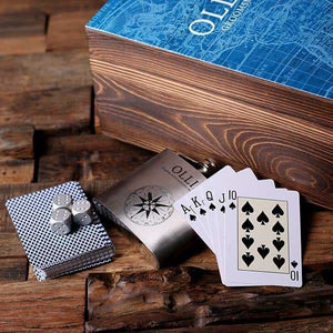 Flasks with Poker Cards Dice Gambling Gift Sets_Explorer_Small - Flasks - Poker Sets