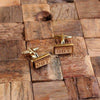 Gold Metal Personalized Mens Classic Cuff Links Wood Inserts Rectangle - Cuff Links