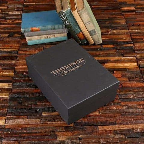 Image of Groomsmen Custom Paper Box Personalized (13 x 9.7 x 4.5 in) - Boxes - Cap Top (Black)