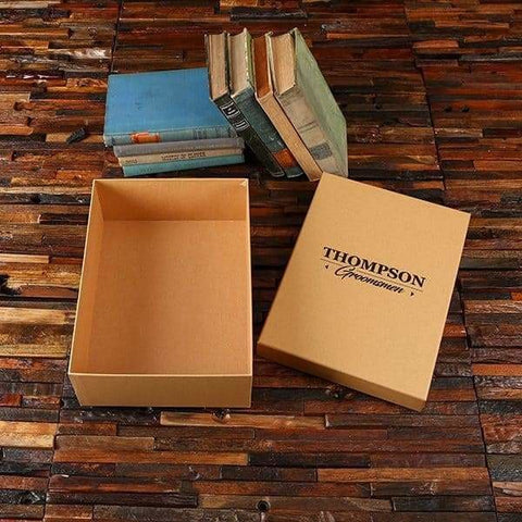 Image of Groomsmen Custom Paper Box Personalized (13 x 9.7 x 4.5 in) - Boxes - Cap Top (Kraft)