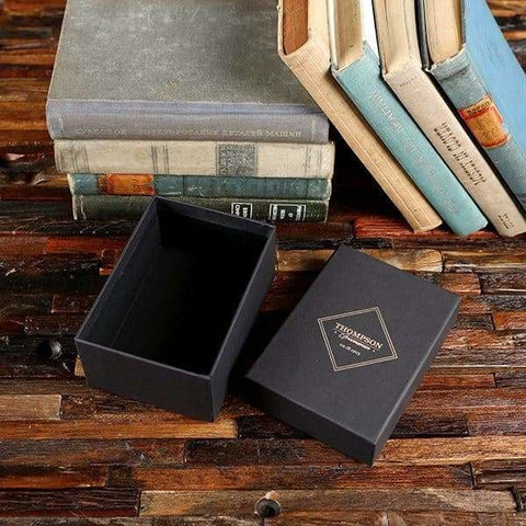 Image of Groomsmen Custom Paper Box Personalized (5.9 x 4.2 x 2.6 in) - Boxes - Cap Top (Black)