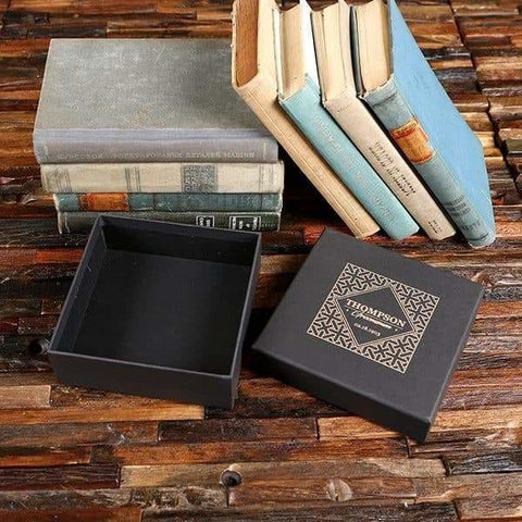 Image of Groomsmen Custom Paper Box Personalized (6.22 x 6.22 x 2.2 in) - Boxes - Cap Top (Black)