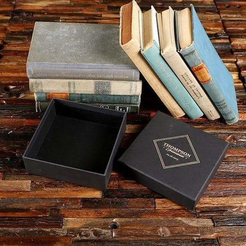 Image of Groomsmen Custom Paper Box Personalized (6.22 x 6.22 x 2.2 in) - Boxes - Cap Top (Black)
