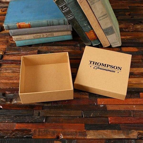 Image of Groomsmen Custom Paper Box Personalized (6.22 x 6.22 x 2.2 in) - Boxes - Cap Top (Kraft)