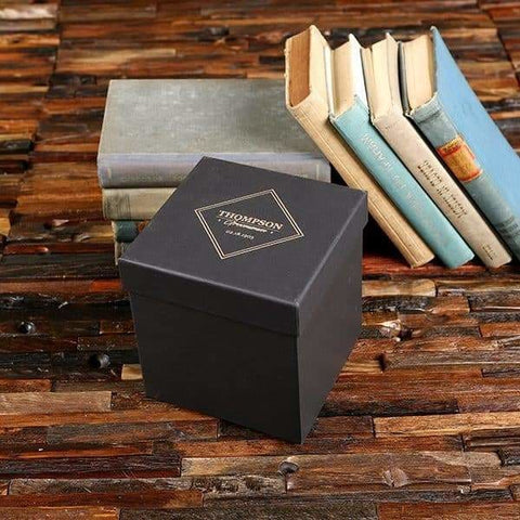 Image of Groomsmen Custom Paper Box Personalized (6 x 6 x 6.3 in) - Boxes - Cap Top (Black)