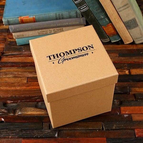 Image of Groomsmen Custom Paper Box Personalized (6 x 6 x 6.3 in) - Boxes - Cap Top (Kraft)