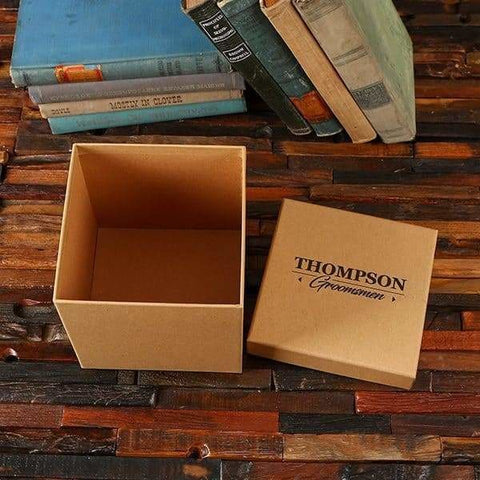 Image of Groomsmen Custom Paper Box Personalized (6 x 6 x 6.3 in) - Boxes - Cap Top (Kraft)