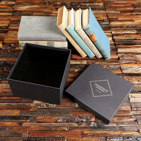 Image of Groomsmen Custom Paper Box Personalized ( 8.3 x 8.3 x 4.7 in) - Boxes - Cap Top (Black)
