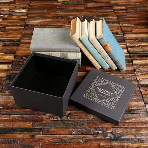 Image of Groomsmen Custom Paper Box Personalized ( 8.3 x 8.3 x 4.7 in) - Boxes - Cap Top (Black)