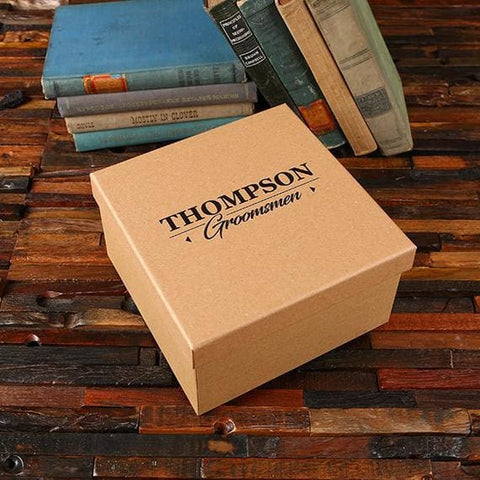 Image of Groomsmen Custom Paper Box Personalized ( 8.3 x 8.3 x 4.7 in) - Boxes - Cap Top (Kraft)
