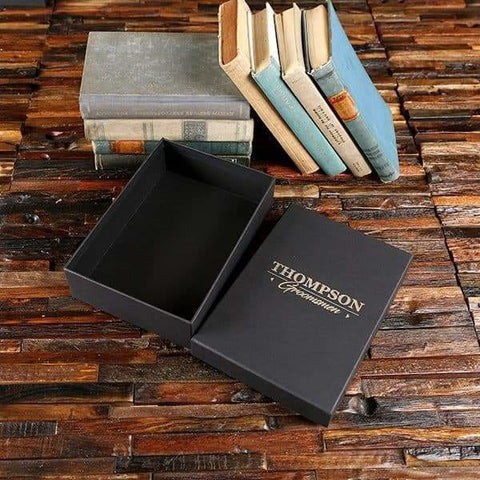 Image of Groomsmen Custom Paper Box Personalized (9.6 x 6.6 x 2.6 in) - Boxes - Cap Top (Black)
