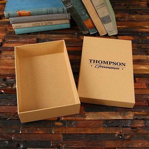 Image of Groomsmen Custom Paper Box Personalized (9.6 x 6.6 x 2.6 in) - Boxes - Cap Top (Kraft)