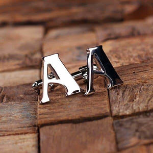 Initial A Personalized Mens Classic Cuff Links & Money Clip with Wood Box - Cuff Links - Money Clip Set