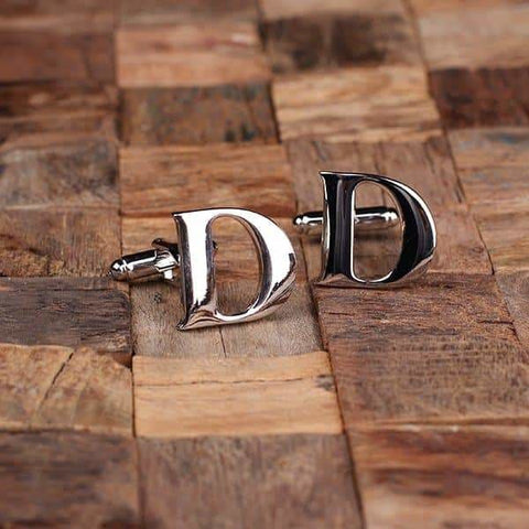 Image of Initial D Personalized Mens Classic Cuff Links with Wood Box - Cuff Links - A-Z Sets