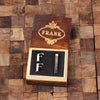 Initial F Personalized Mens Classic Cuff Links & Tie Clip with Wood Box - Cuff Links - Tie Clip Set