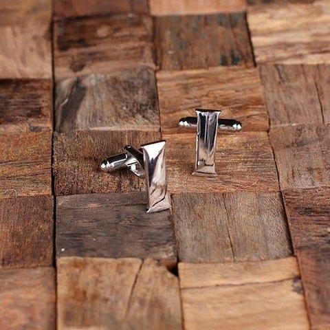 Image of Initial I Personalized Mens Classic Cuff Links & Money Clip with Wood Box - Cuff Links - Money Clip Set