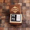 Initial M Personalized Mens Classic Cuff Links & Money Clip with Wood Box - Cuff Links - Money Clip Set