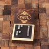 Initial P Personalized Mens Classic Cuff Links & Tie Clip with Wood Box - Cuff Links - Tie Clip Set