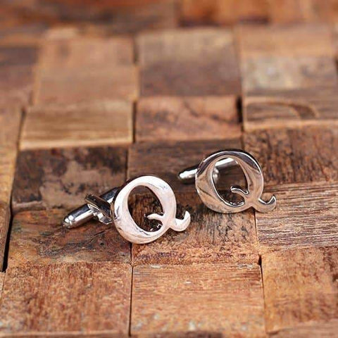 Image of Initial Q Personalized Mens Classic Cuff Links & Money Clip with Wood Box - Cuff Links - Money Clip Set