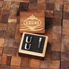 Initial U Personalized Mens Classic Cuff Links & Tie Clip with Wood Box - Cuff Links - Tie Clip Set
