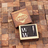 Initial W Personalized Mens Classic Cuff Links & Tie Clip with Wood Box - Cuff Links - Tie Clip Set