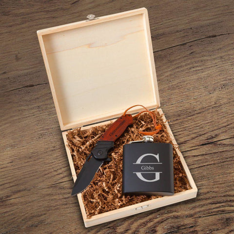Image of Larkhall Groomsmen Flask Gift Box Set - Stamped - Flasks