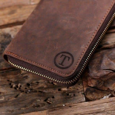 Image of Long Wallet Personalized Zipper Closure Leather Cell Phone Wallet with Box - Wallets & Gift Box