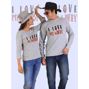 Love My Hubby Love My Wifey Couple Full Sleeves - Mens Clothing