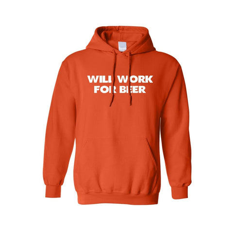 Image of Mens/Unisex Pullover Hoodie Will Work For BEER - Mens Clothing