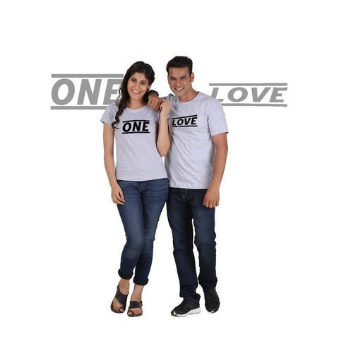 Image of One Love (Classic) Classic Couple T-Shirt Gray - Mens Clothing