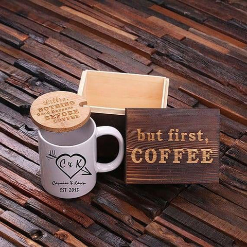 Image of Personalized 12 oz. Coffee Mug with Lid & Tea Box - Drinkware Mugs & Box*