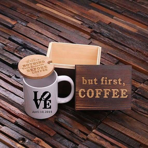 Image of Personalized 12 oz. Coffee Mug with Lid & Tea Box - Drinkware Mugs & Box*