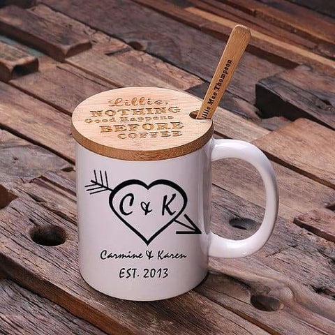 Image of Personalized 12 oz. Coffee Mug with Lid & Teaspoon - Drinkware Coffee Mugs*