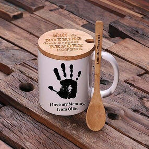 Personalized 12 oz. Coffee Mug with Lid & Teaspoon - Drinkware Coffee Mugs*