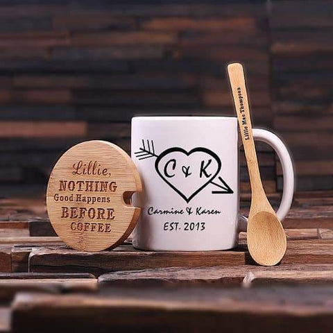 Image of Personalized 12 oz. Coffee Mug with Lid & Teaspoon - Drinkware Coffee Mugs*