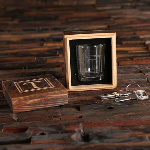 Image of Personalized 2 oz Shot Glass with Mini Wood Gift Box - All Products