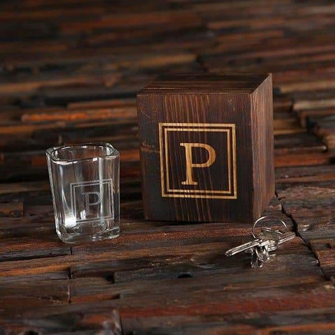 Image of Personalized 2 oz Shot Glass with Mini Wood Gift Box - All Products