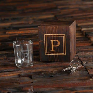 Personalized 2 oz Shot Glass with Mini Wood Gift Box - All Products