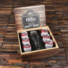 Personalized 24 oz Pilsner Beer Glass with Bottle Openers and Wood Box which holds Six 12 oz Beer Cans Black Label - Assorted - Outdoor